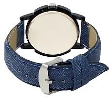 Stylish Synthetic Leather Blue Round Casual Watch For Men-thumb1