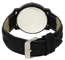 Stylish Synthetic Leather Black Round Casual Watch For Men-thumb1