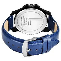 Stylish Synthetic Leather Blue Round Casual Watch For Men-thumb1