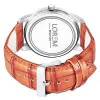 LOREM Stylish Synthetic Leather White Dial Round Watch For Men-LR97-thumb2