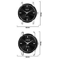 LOREM Combo Of Stylish Synthetic Leather Black Dial Round Watches For Couple-LR96-LR343-thumb3