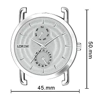 LOREM Silver Designer 3D Embossed Look Dial Round Silver Stainless Steel Premium Watches For Men-LR124-thumb3