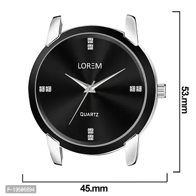 LOREM Stylish Synthetic Leather Black Dial Round Watch For Men-LR96-thumb5