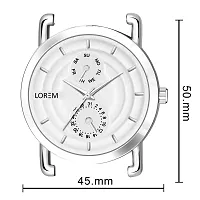 LOREM White Designer 3D Embossed Look Dial Round Silver Stainless Steel Premium Watches For Men-LR121-thumb3