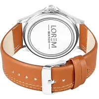 LOREM Stylish Synthetic Leather White Dial Round Watch For Men-LR94-thumb2