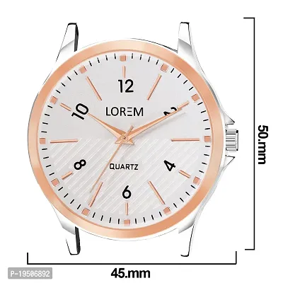 LOREM Stylish Synthetic Leather White Dial Round Watch For Men-LR94-thumb5