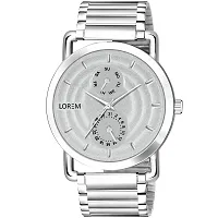 LOREM Silver Designer 3D Embossed Look Dial Round Silver Stainless Steel Premium Watches For Men-LR124-thumb4