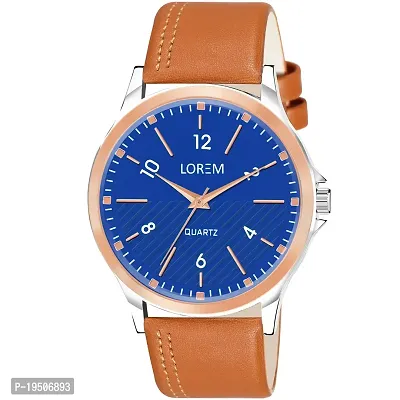 LOREM Stylish Synthetic Leather Blue Dial Round Watch For Men-LR95-thumb2