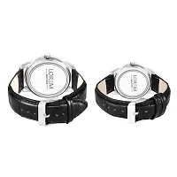 LOREM Combo Of Stylish Synthetic Leather Black Dial Round Watches For Couple-LR96-LR343-thumb1