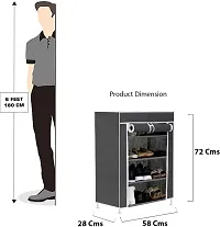 Asian Portable Wardrobe Fabric Almirah Foldable Collapsible Closet/Cabinet 4,5,6 Shelves Multipurpose Storage Rack Easy to Move (Need to Be Assembled) (4 Shelves, Grey)-thumb1