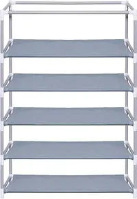 Generic ASIAN Shoe Rack with cover for home shelves Multipurpose Rack Organizer for Shoe/Clothes/books stand storage - (Need to Be Assemble - DIY) (Grey)(4 shelf), Plastic-thumb4