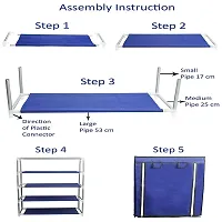 ASIAN 4 Tiers Multipurpose Portable Folding Shoes Rack/Shoes Shelf/Shoes Cabinet with Wardrobe Cover, Easy Installation Stand for Shoes (Pack of 1) (plastic & Non-Woven Fabric) (4 layer Blue)-thumb4