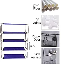 STRONGER Shoe Rack with cover for home 4 shelves Multipurpose Rack Organizer for Shoe/Clothes/books stand storage -(Rustproof Plastic pipe) 4 Layer (Printed)-thumb2