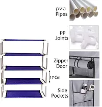 STRONGER Shoe Rack with cover for home 4 shelves Multipurpose Rack Organizer for Shoe/Clothes/books stand storage -(Rustproof Plastic pipe) 4 Layer (Printed)-thumb4