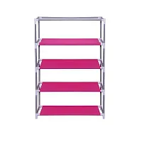 ASIAN Shoe Rack with cover for home Multipurpose Rack Organizer for Shoe/Clothes/books stand storage - (Need to Be Assemble - DIY) (Pink)(4 shelf)-thumb4