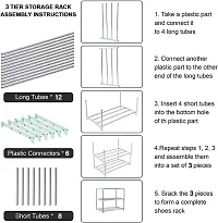 STRONGER STORE Multipurpose portable Plastic rack shoes/books/clothes/toys etc easy to assemble (Plastic 3 shelf Black)-thumb2