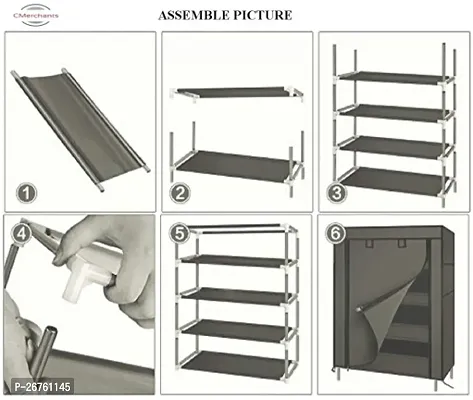 4 Layer Multipurpose Storage Portable Folding Shoe Rack Shelf Cabinet Organiser with Wardrobe Cover for Home Office-thumb5