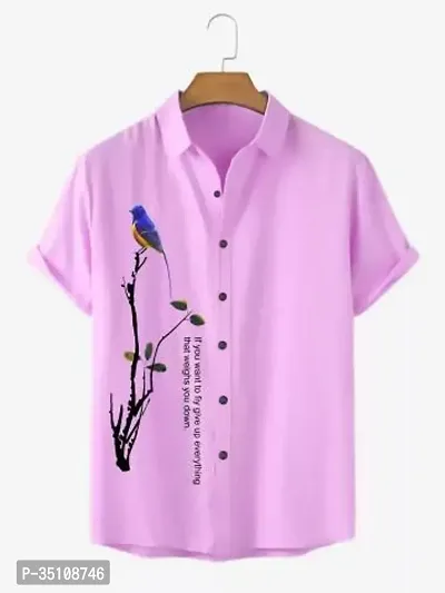 Reliable Pink Cotton Blend Printed Casual Shirt For Men-thumb0