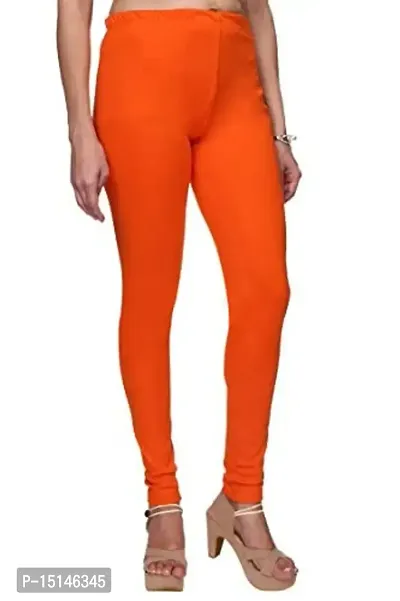 AR fashion Women's Regular Fit Churidar Leggings Orange-thumb2