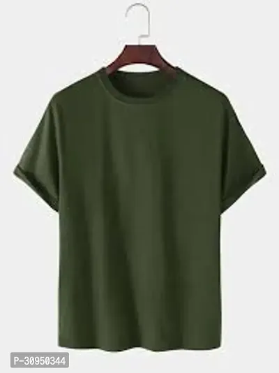 Round Neck Solid Regular Fit T-Shirt-thumb0