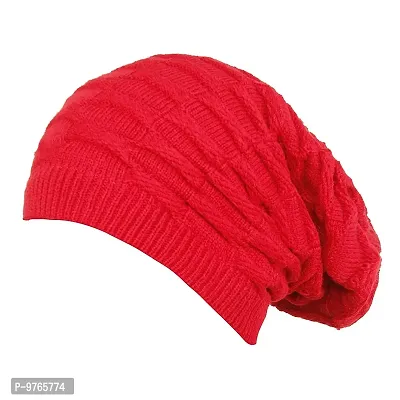 AXOLOTL Unisex Woolen Beanie Caps (Red)-thumb0