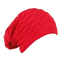 AXOLOTL Unisex Woolen Beanie Caps (Red)-thumb1
