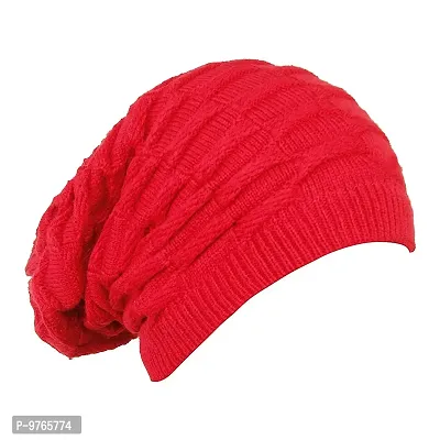 AXOLOTL Unisex Woolen Beanie Caps (Red)-thumb2