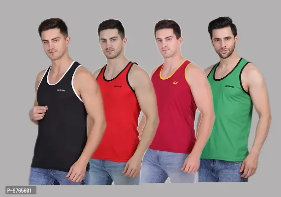 AXOLOTL Military/Army Style Dry Fit Sport Fabric Sandos for men Vest for men (Pack of 4) (Large, Multicolor 1)-thumb0