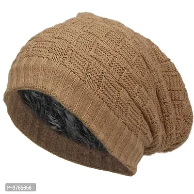 AXOLOTL Unisex Woolen Beanie Caps (Brown)-thumb0