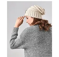 AXOLOTL Unisex Woolen Beanie Caps (Beige)-thumb1