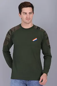 AXOLOTL Military Patch Style Round Neck T-Shirt for Men (Medium) Olive-thumb4