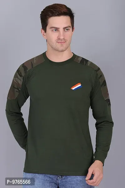 AXOLOTL Military Patch Style Round Neck T-Shirt for Men (Medium) Olive-thumb5