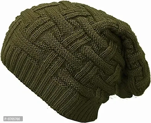 AXOLOTL Unisex Woolen Beanie Caps (Green)-thumb0
