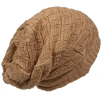 AXOLOTL Unisex Woolen Beanie Caps (Brown)-thumb1