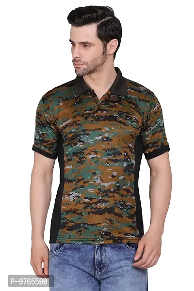 AXOLOTL Military Style Dry Fit Polo Collar Polyester T-Shirt for Men (X-Large) Multicolour-thumb0