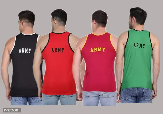 AXOLOTL Military/Army Style Dry Fit Sport Fabric Sandos for men Vest for men (Pack of 4) (Large, Multicolor 1)-thumb2