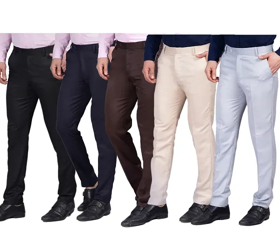 Premium Elegant Men Formal Trouser Pant Combo Pack (Pack of 5)