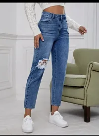 Stylish Blue Denim Solid Jeans For Women-thumb2