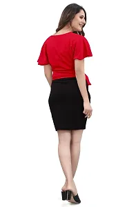 Stylish Red Polyester Spandex Solid Bodycon Dress For Women-thumb3