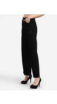 Stylish Black Denim Solid Jeans For Women-thumb1