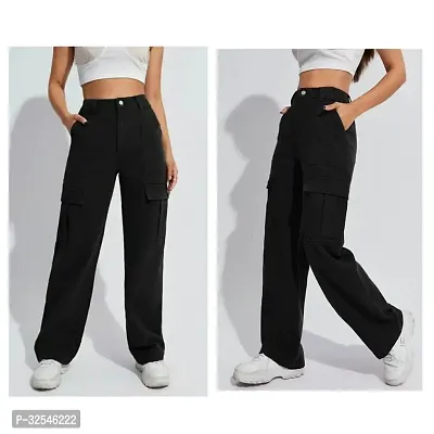 Stylish Black Denim Solid Jeans For Women-thumb3