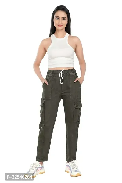 Stylish Green Denim Solid Jeans For Women