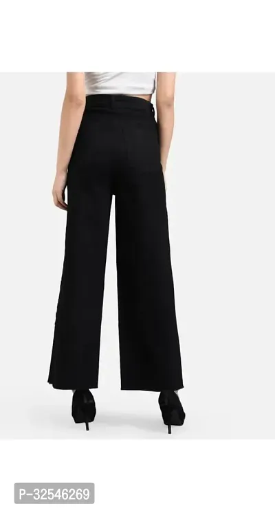 Stylish Black Denim Solid Jeans For Women-thumb3