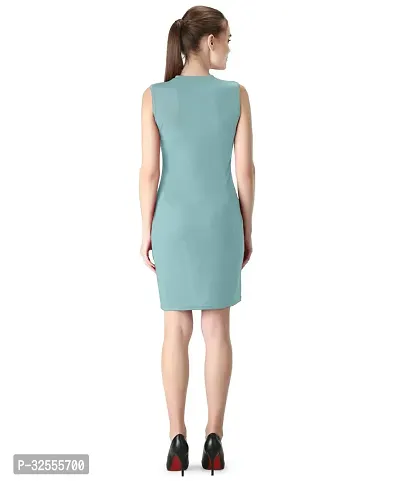 Stylish Green Polyester Spandex Solid Bodycon Dress For Women-thumb3