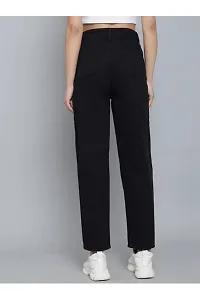 Stylish Black Denim Solid Jeans For Women-thumb1