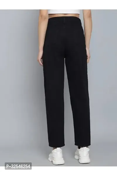 Stylish Black Denim Solid Jeans For Women-thumb2