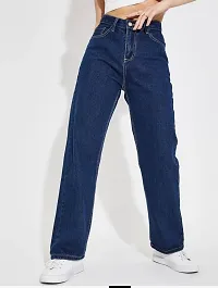 Stylish Blue Denim Solid Jeans For Women-thumb2