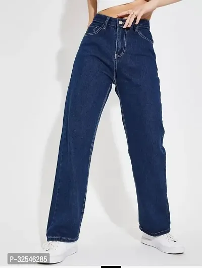 Stylish Blue Denim Solid Jeans For Women-thumb3