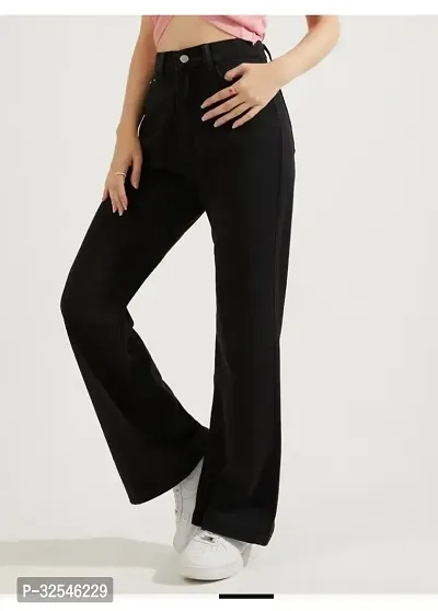 Stylish Black Denim Solid Jeans For Women-thumb5