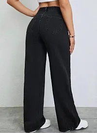 Stylish Black Denim Solid Jeans For Women-thumb3